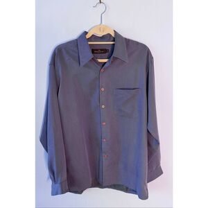 Bugatchi Uomo Men’s Long Sleeve Microfibre Casual Shirt Size Medium Slate Blue